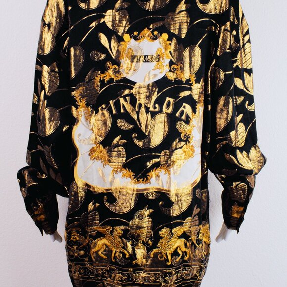 Vintage JOEY RICHI Gold Label Metallic Silk Shirt SINALOA MEXICO Size XL 80s - Picture 3 of 16